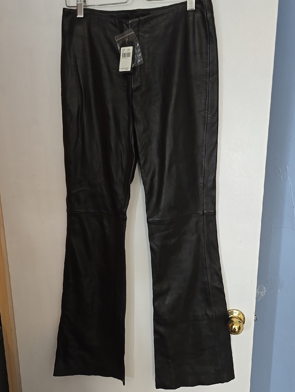 Guess Black Leather Flared Pants Size 4 NWT